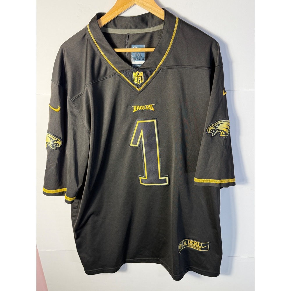 Nike Jalen Hurts Philadelphia Eagles NFL Jersey Black Gold XXL Stitched Number 1